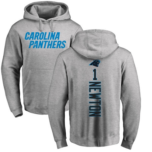 Carolina Panthers Men Ash Cam Newton Backer NFL Football 1 Pullover Hoodie Sweatshirts